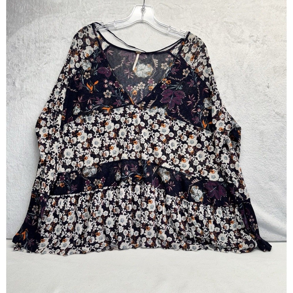 Free People Floral Tunic Womens Small Multi-Color Boho Mixed Print Cottagecore